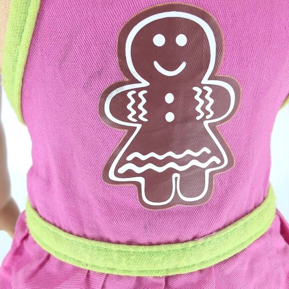 Unbranded Pink and Lime Green Holiday Baker Gingerbread Apron for 18" Dolls GUC - Picture 6 of 9